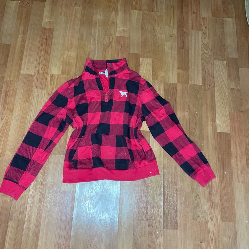 Pink plaid sweatshirt